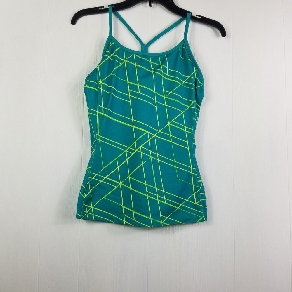 Old Navy active top szS teal aqua and neon green